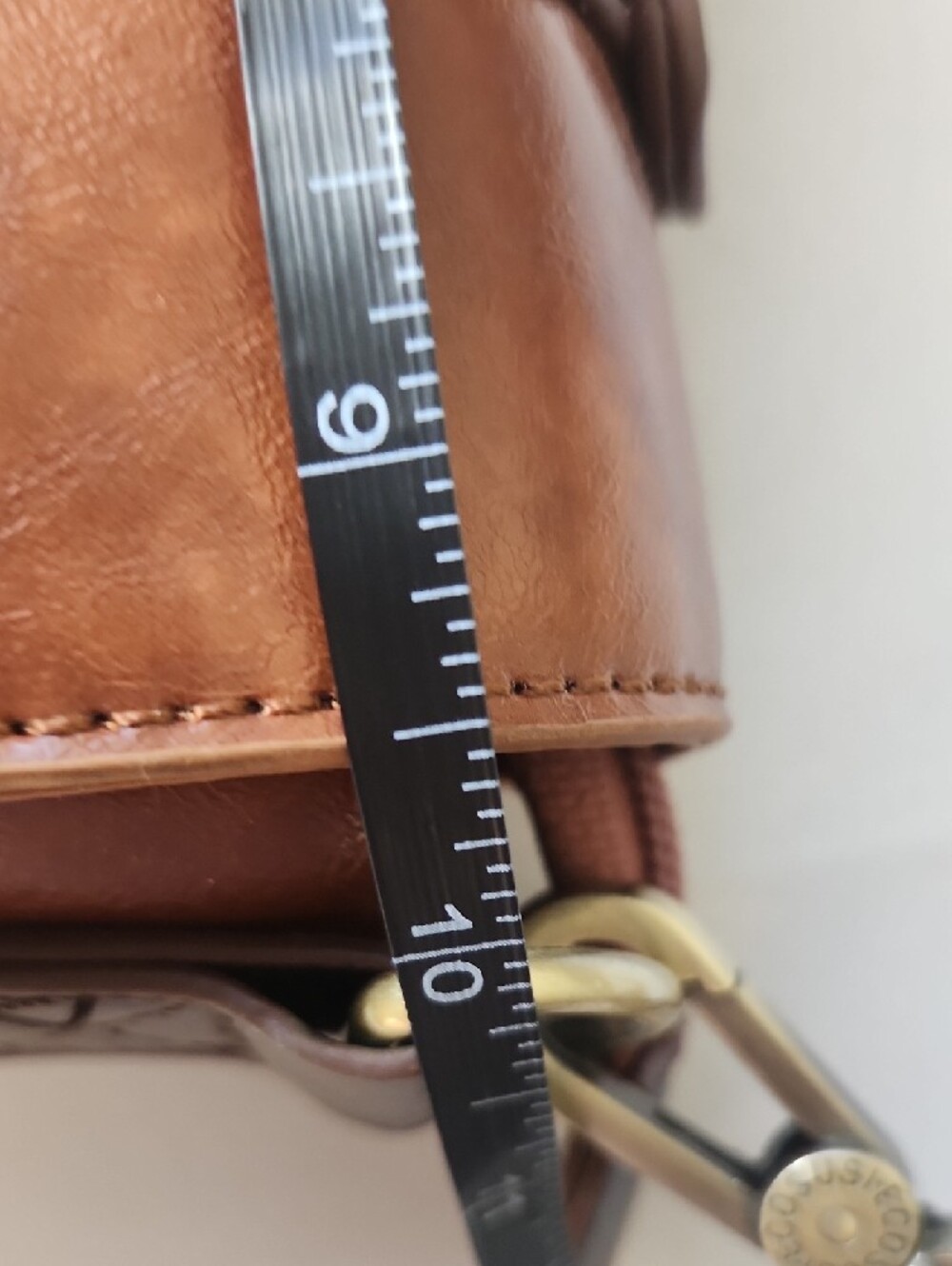 Two-Tone Brown Leather Satchel with Adjustable Strap - Picture 14 of 16